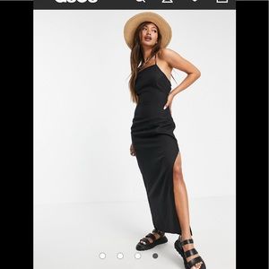 ASOS Black Slip On, Open Back Strappy Maxi Dress